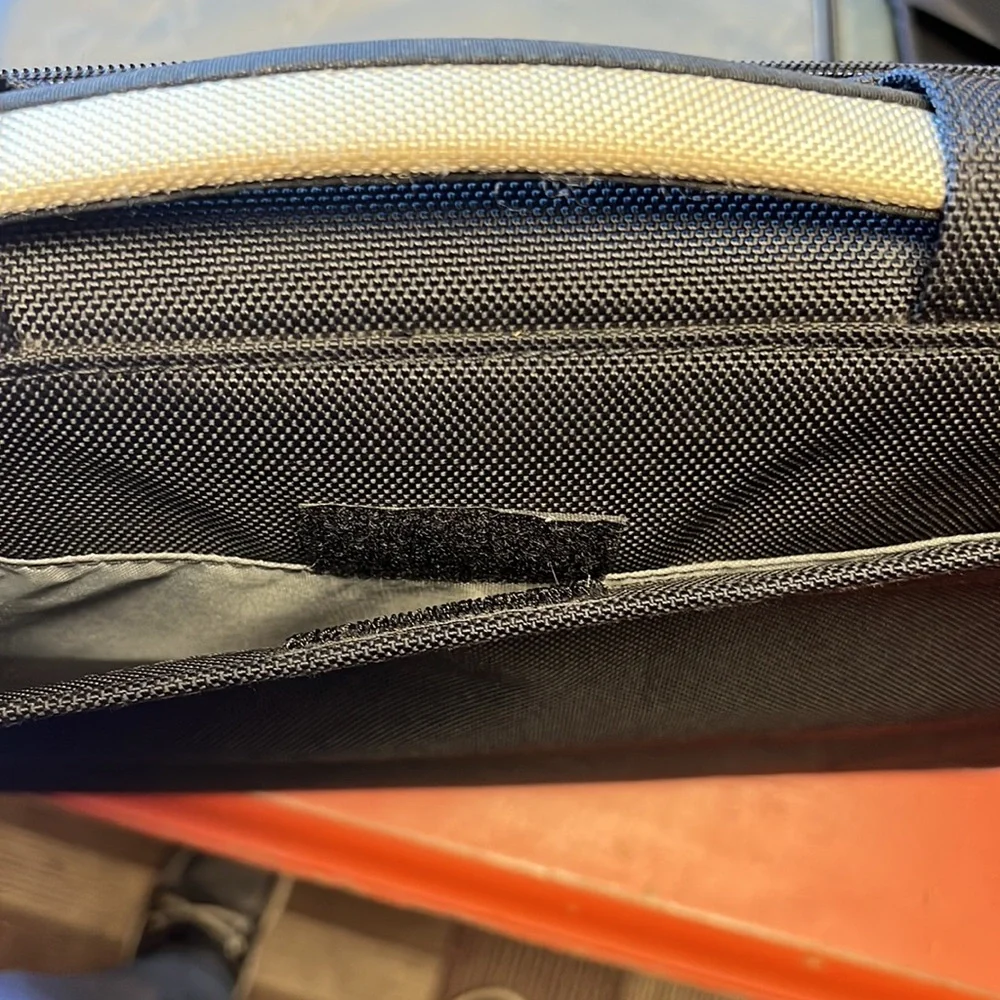 Brenthaven Laptop Briefcase Bag. Over the shoulder black and gray.